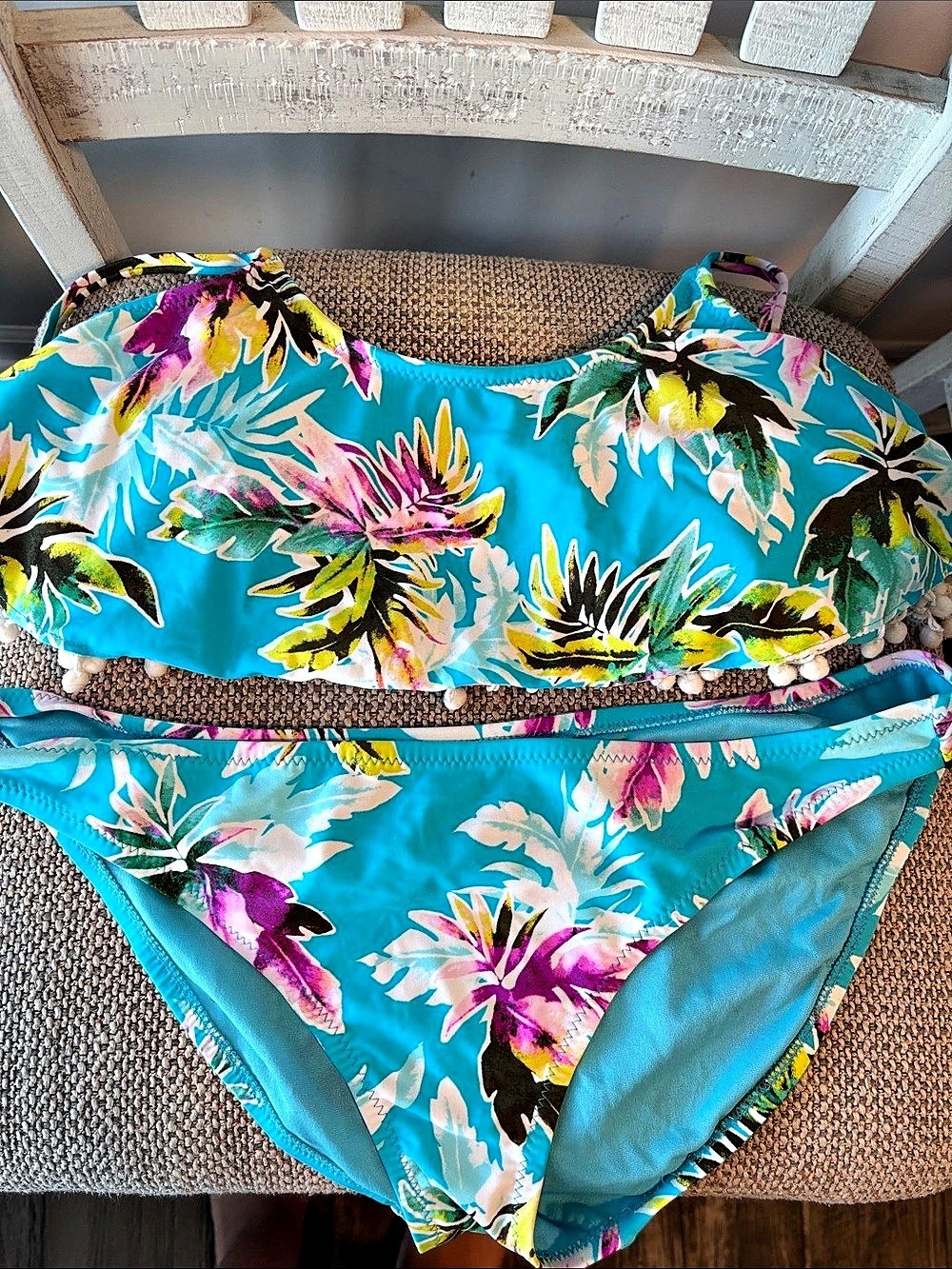 Floral Bikini in Blue & Pink Like New